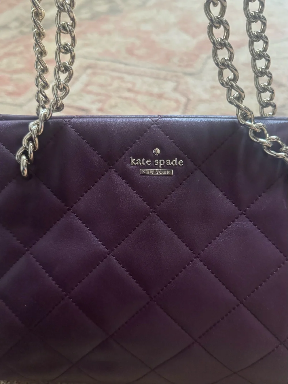 kate spade Quilted burgundy Leather Chain-Handle Shoulder Bag